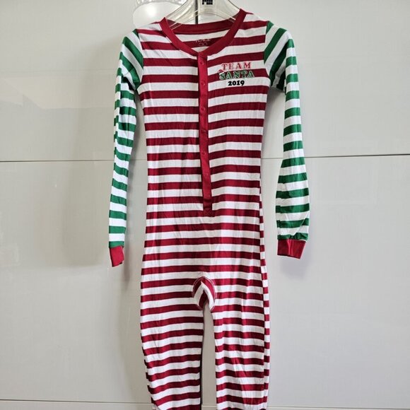 Kids Candy Cane Stripe Snug Fit Cotton One Piece Pajamas - Picture 2 of 8